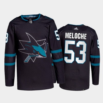 Adidas San Jose Sharks #53 Nicolas Meloche Men's 202122 Alternate Authentic NHL Jersey Black